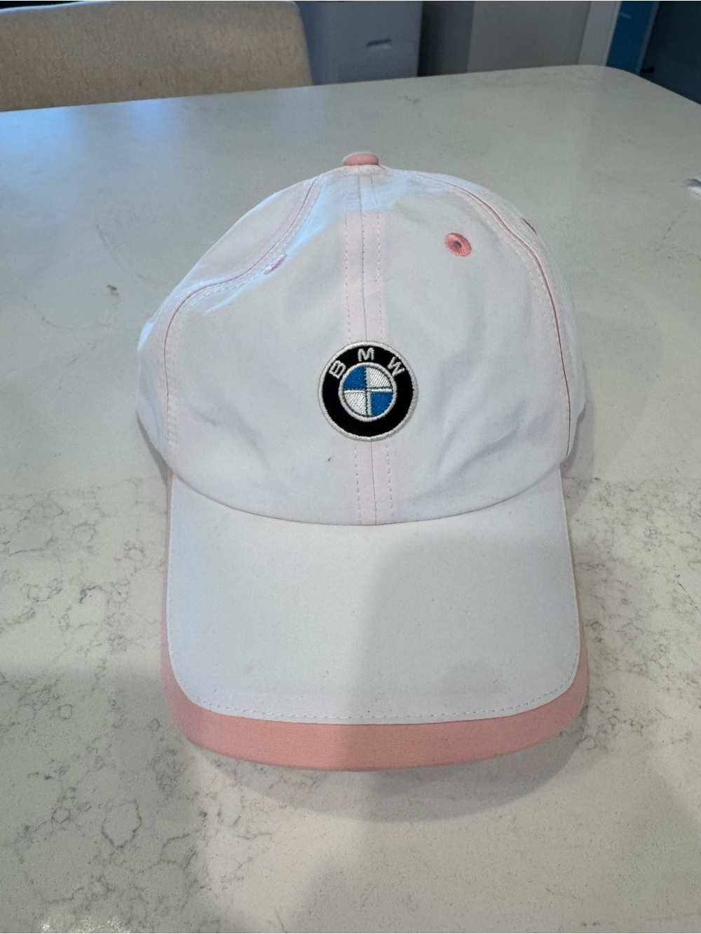 BMW Lifestyle White Pink Adjustable Baseball Cap Hat Embroidered Logo